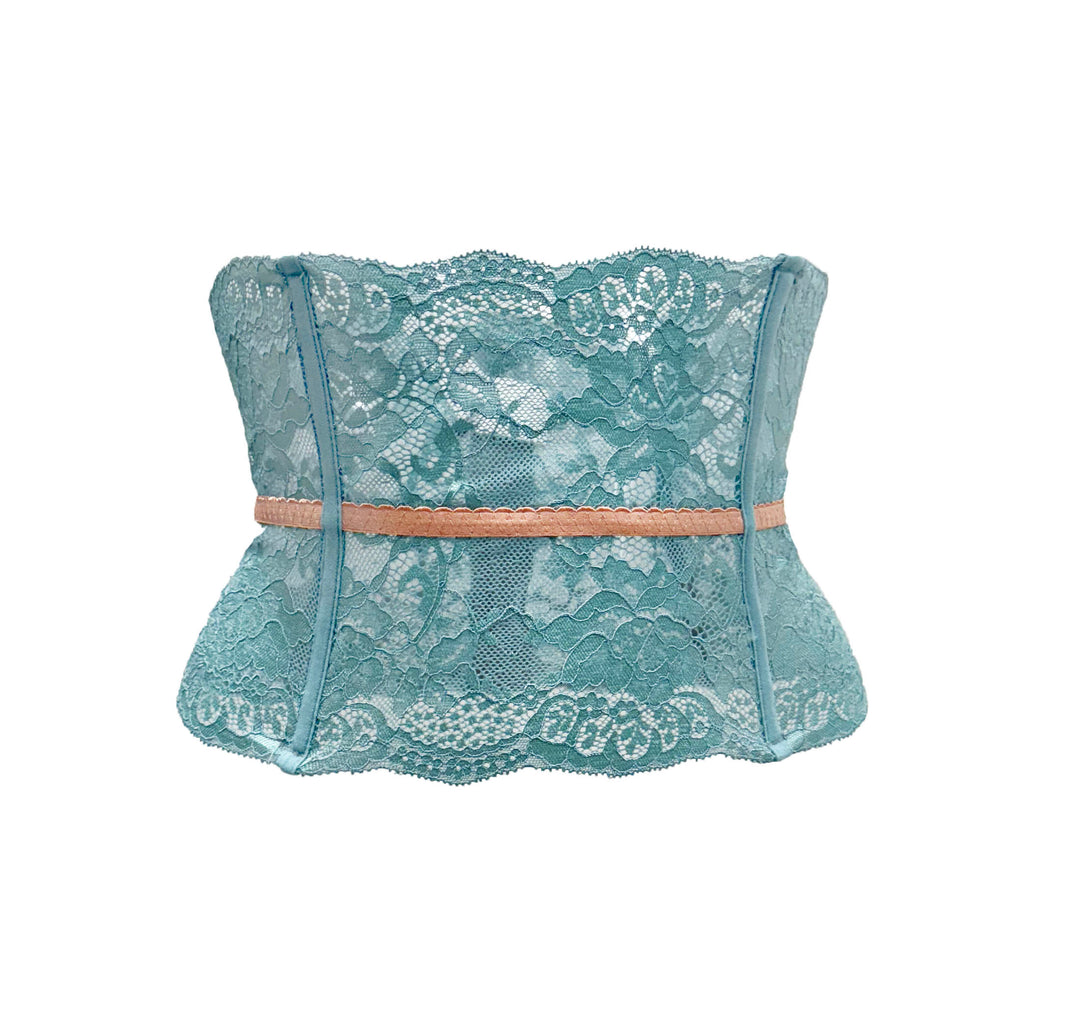 Humantay Vintage Turquoise Lace Garter Belt