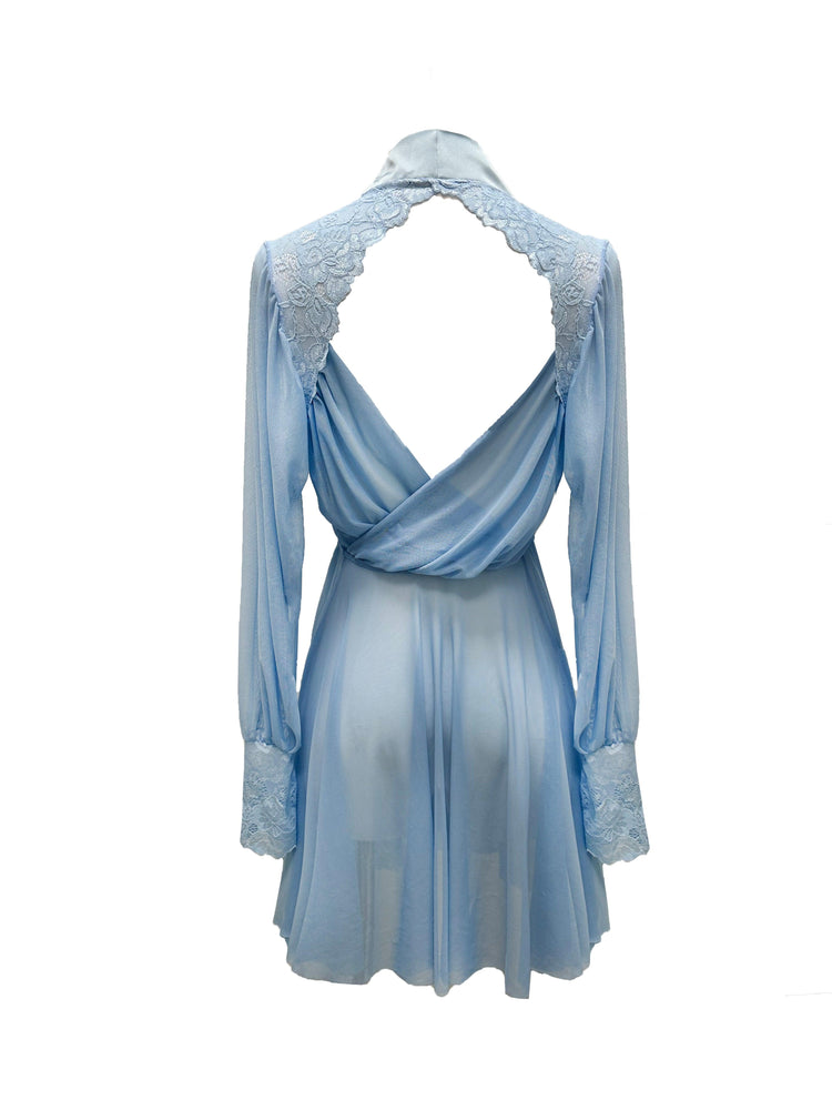 Athena Lace, Mesh and Satin Draped Back Cover-Up - Carol Coelho Intimates