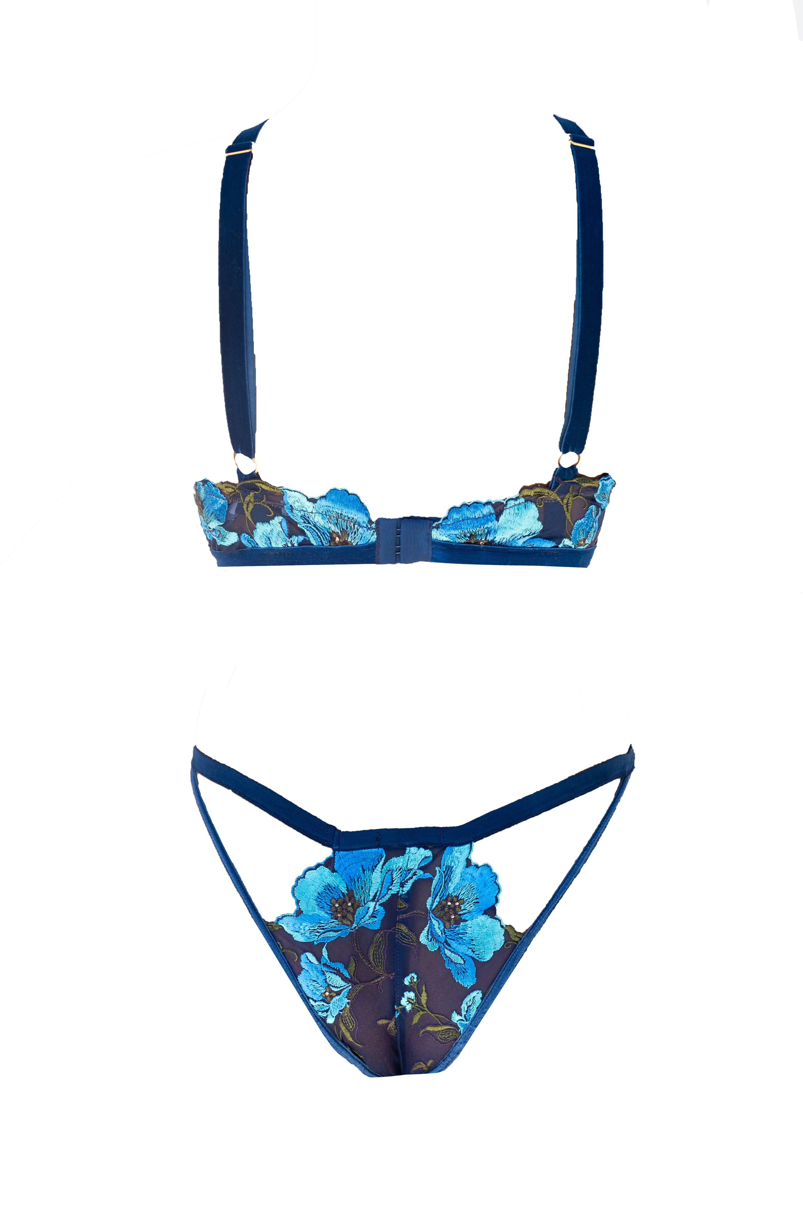 Atlantis Sun Anemone Embroidered Tulle Tanga - Carol Coelho Intimates