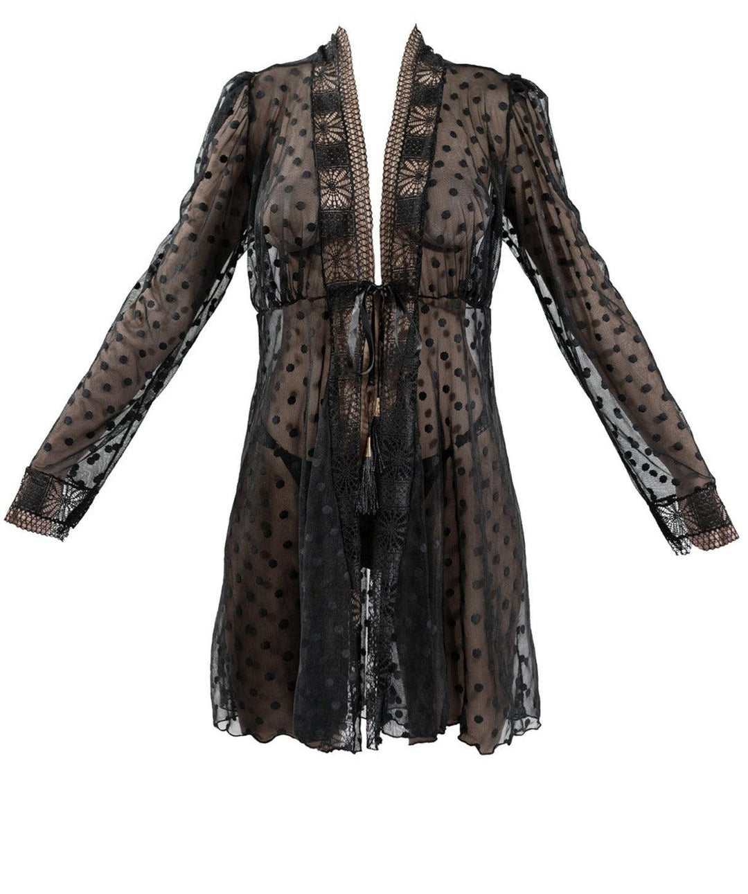 Butterfly Polka Dot Robe with Lace Trim - Carol Coelho Intimates