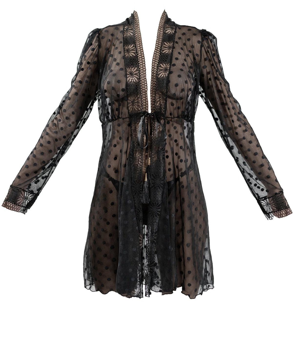 Butterfly Polka Dot Robe with Lace Trim - Carol Coelho Intimates