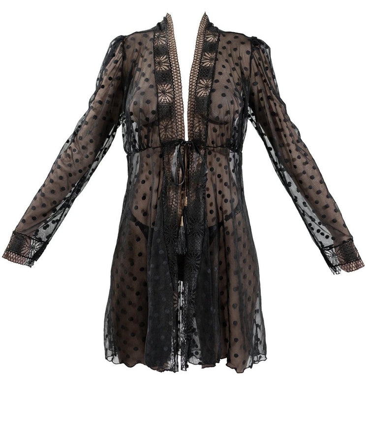 Butterfly Polka Dot Robe with Lace Trim - Carol Coelho Intimates