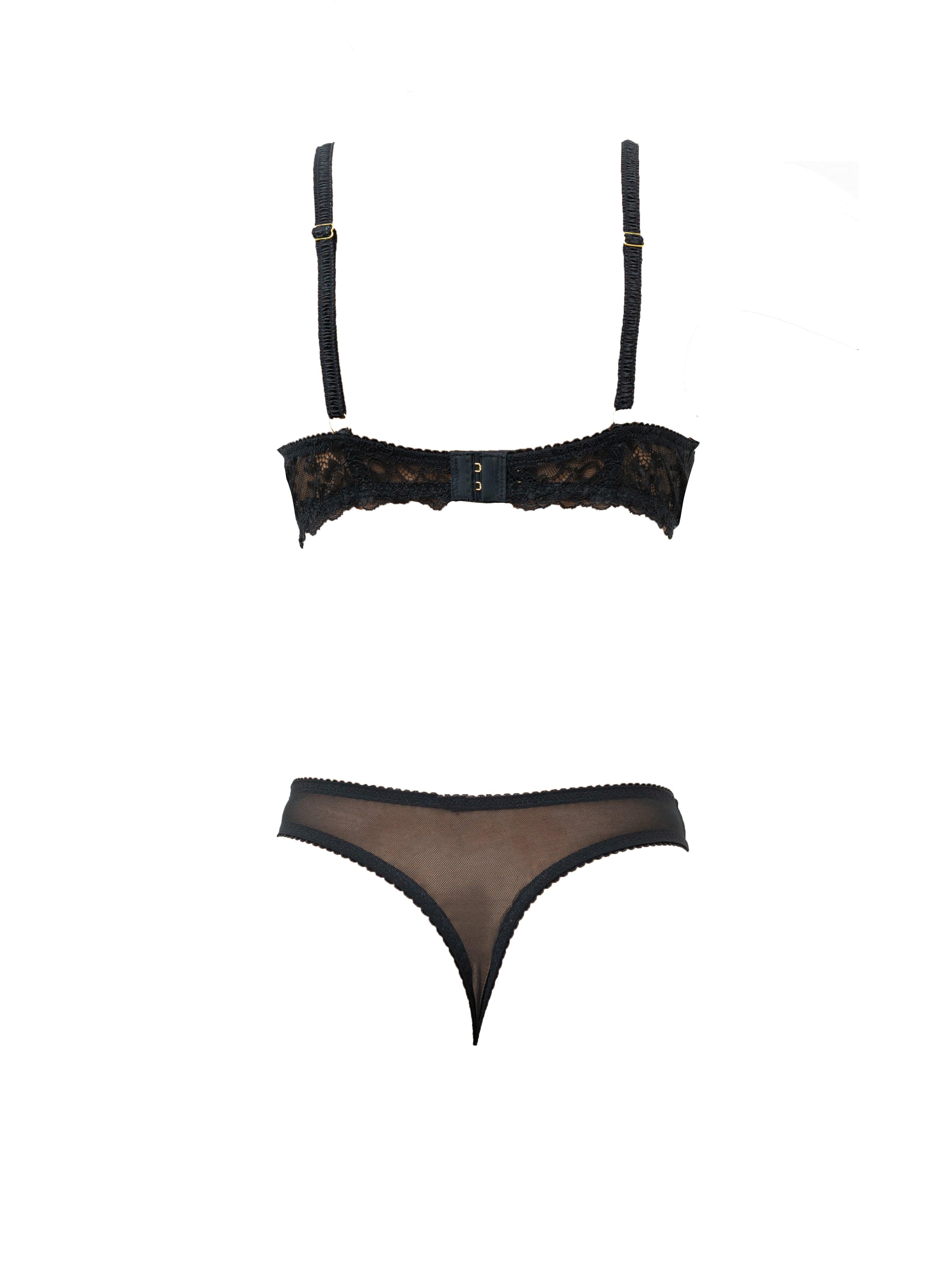 Kyoto Black Chantilly Lace Triangle Bralette - Carol Coelho Intimates