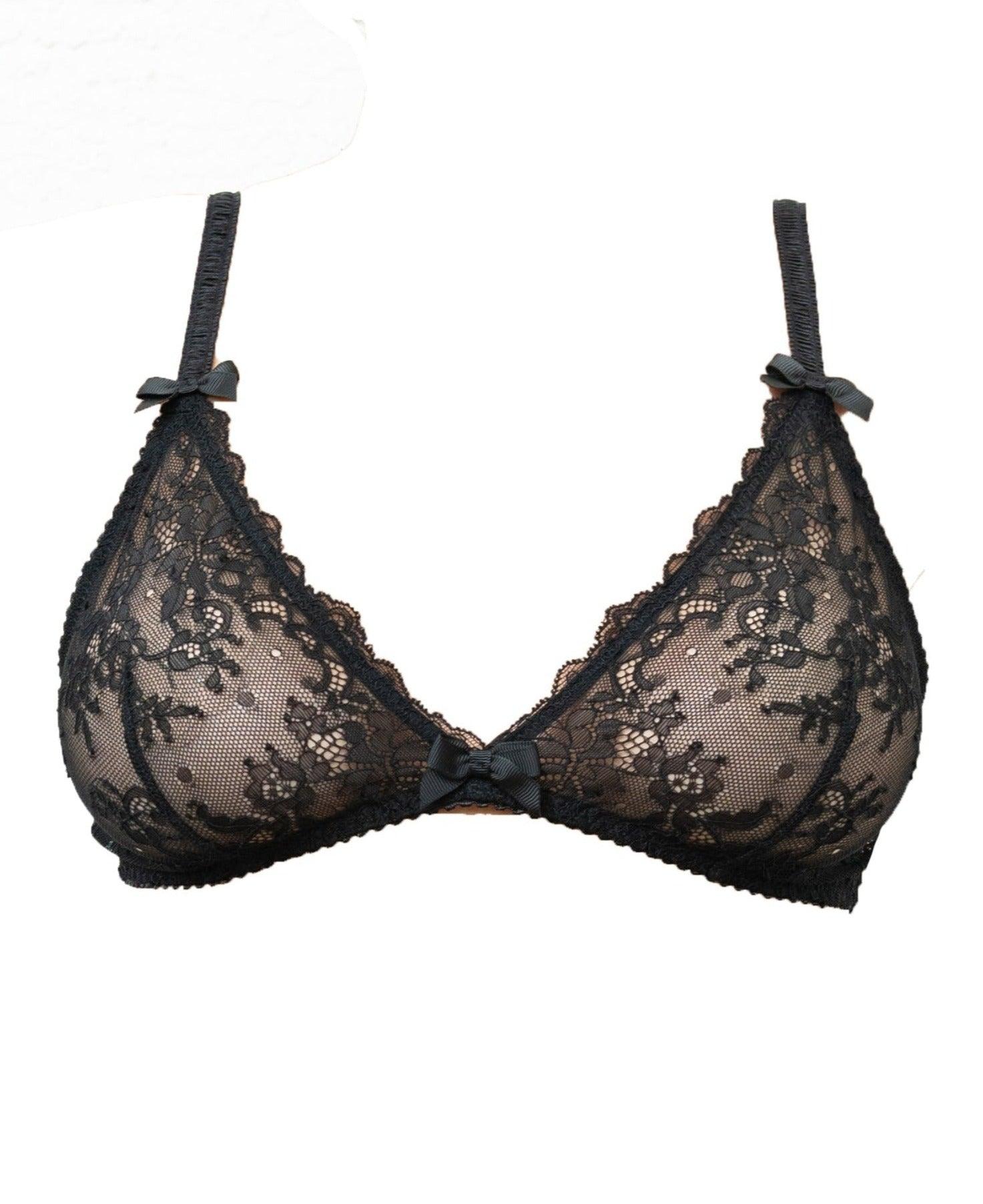 Kyoto Black Chantilly Lace Triangle Bralette - Carol Coelho Intimates
