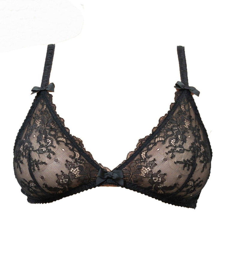 Kyoto Black Chantilly Lace Triangle Bralette - Carol Coelho Intimates