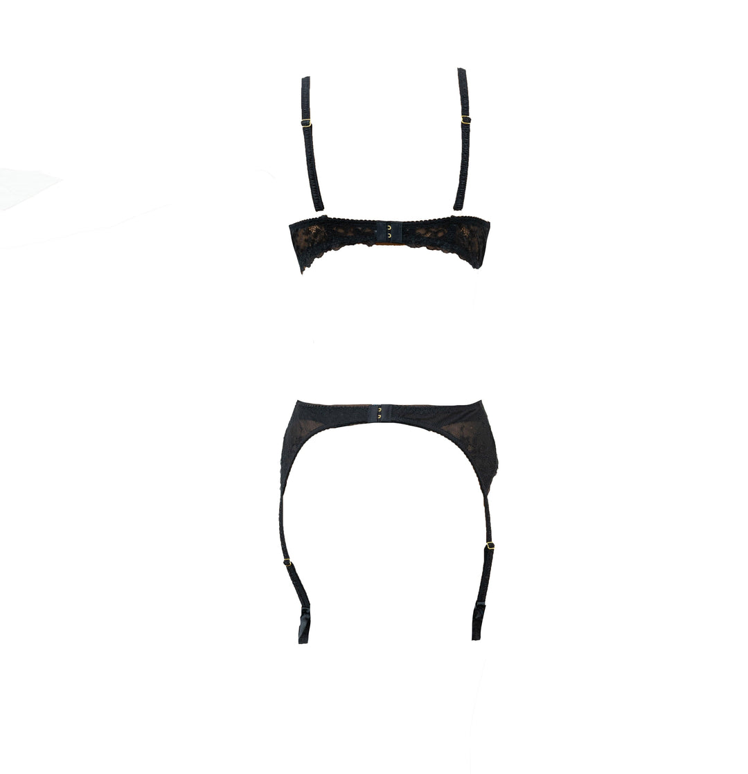 Kyoto Black Chantilly Lace Triangle Bralette - Carol Coelho Intimates