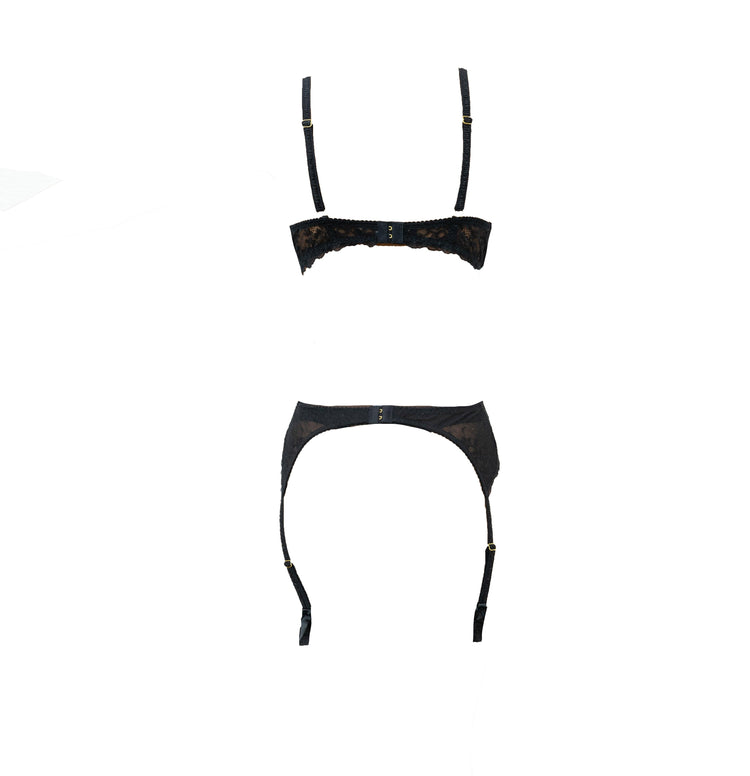 Kyoto Black Chantilly Lace Triangle Bralette - Carol Coelho Intimates