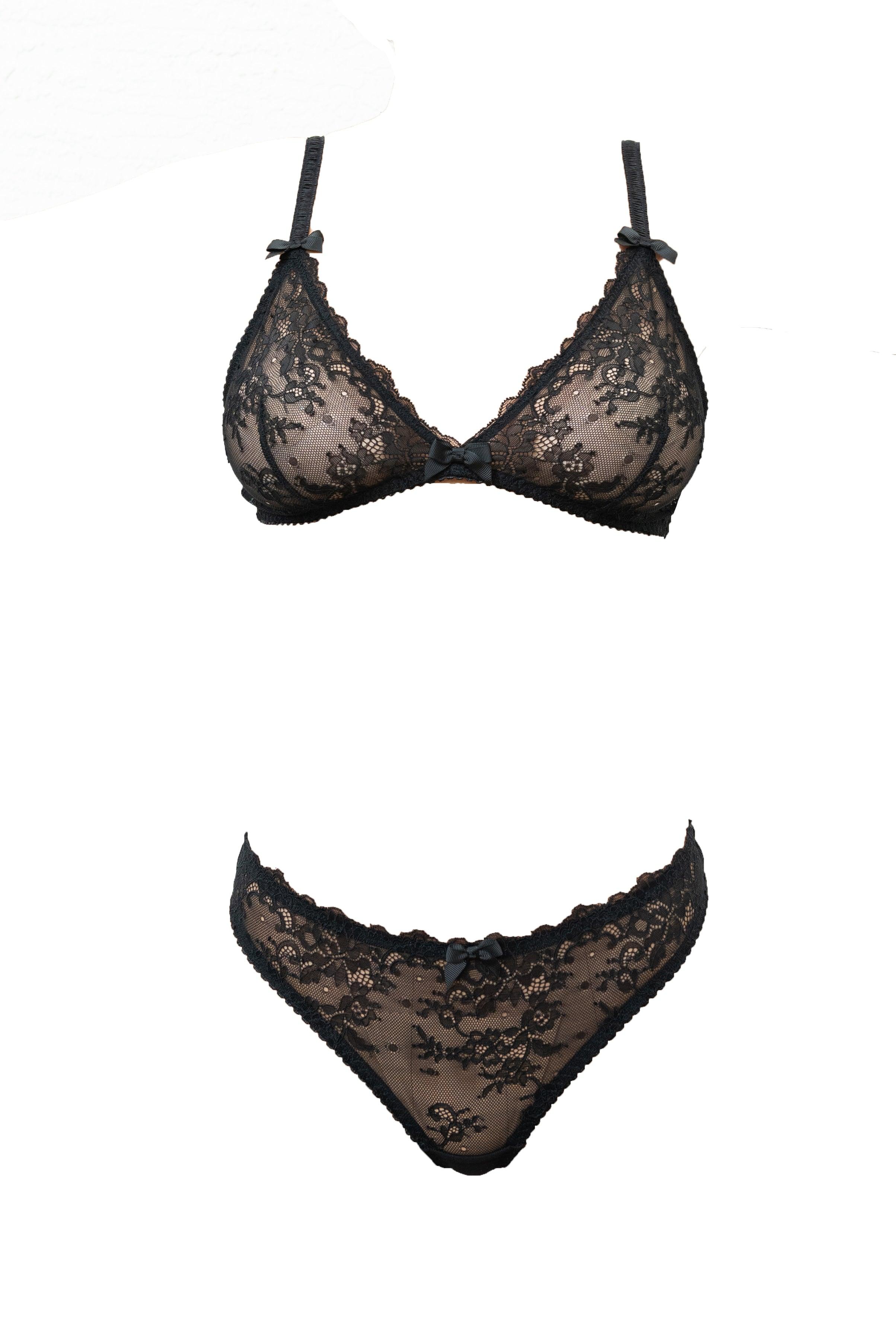 Kyoto Black Chantilly Lace Triangle Bralette - Carol Coelho Intimates