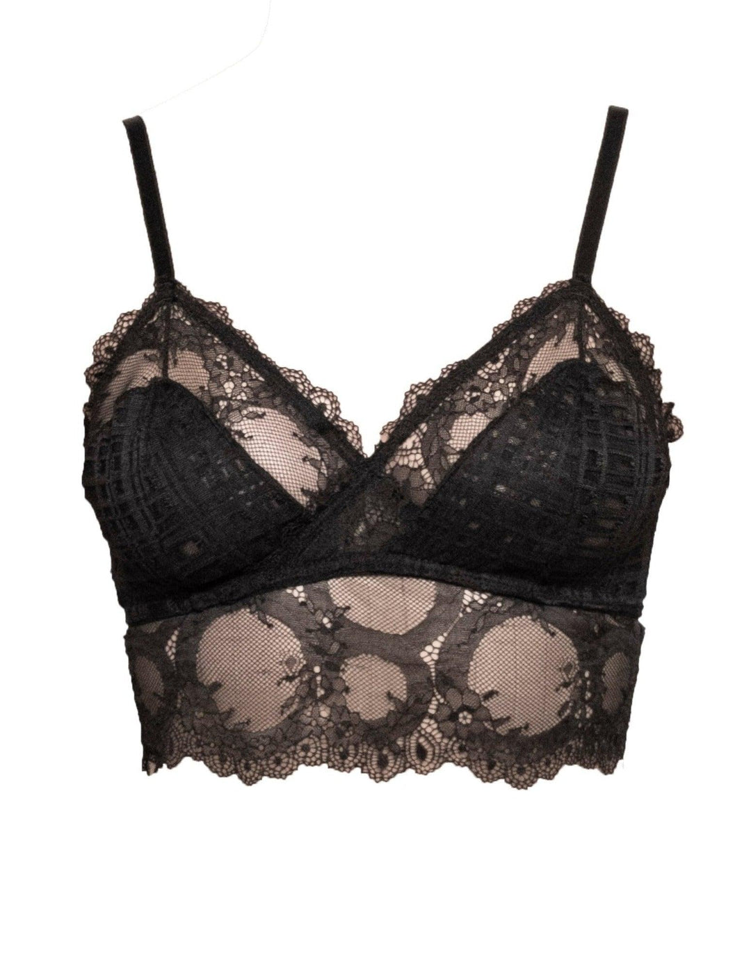 Mind Games Lace and Check Tulle Mi-Long Bralette - Carol Coelho Intimates