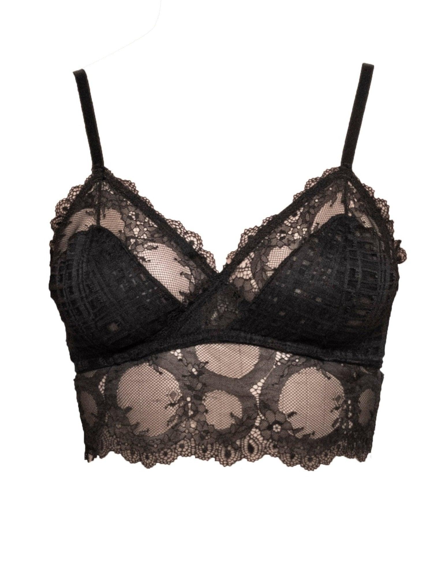 Mind Games Lace and Check Tulle Mi-Long Bralette - Carol Coelho Intimates