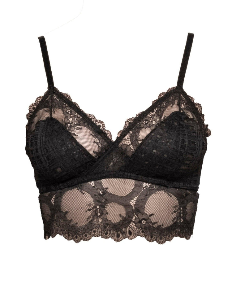 Mind Games Lace and Check Tulle Mi-Long Bralette - Carol Coelho Intimates