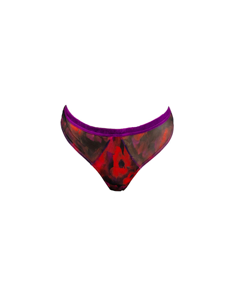 The Poppy Printed Tulle Thong - Carol Coelho Intimates