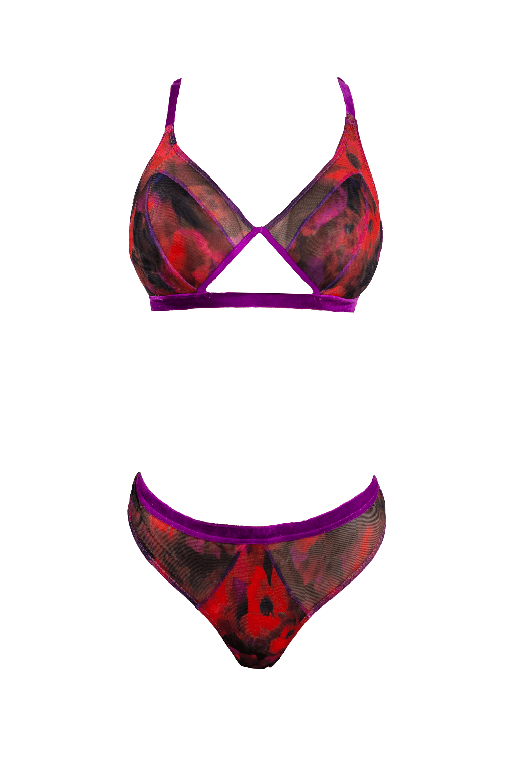 The Poppy Printed Tulle Thong - Carol Coelho Intimates