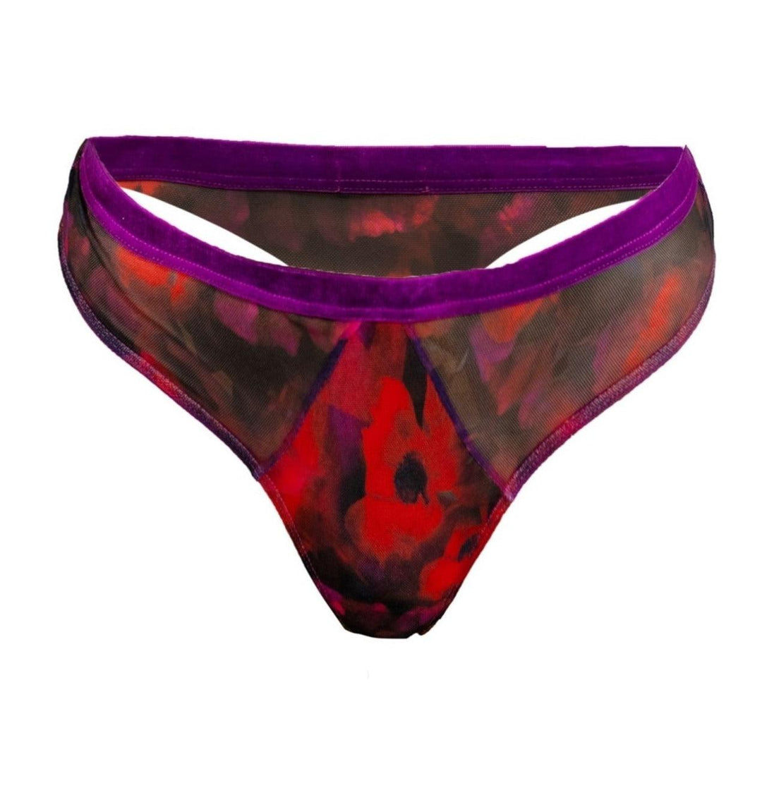 The Poppy Printed Tulle Thong - Carol Coelho Intimates