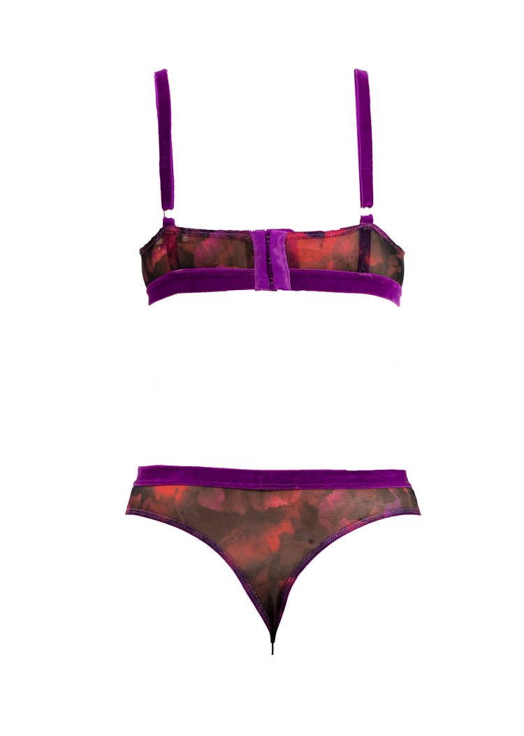 The Poppy Printed Tulle Thong - Carol Coelho Intimates