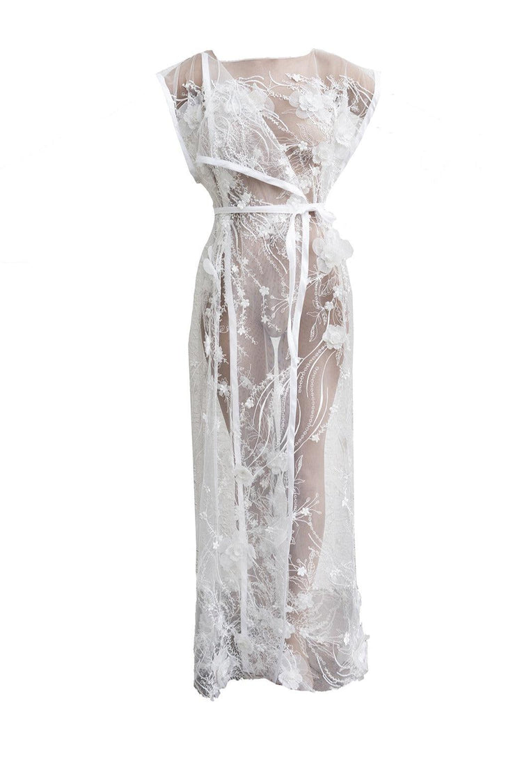 Amber 3D embroidered Kimono Robe - Carol Coelho Intimates