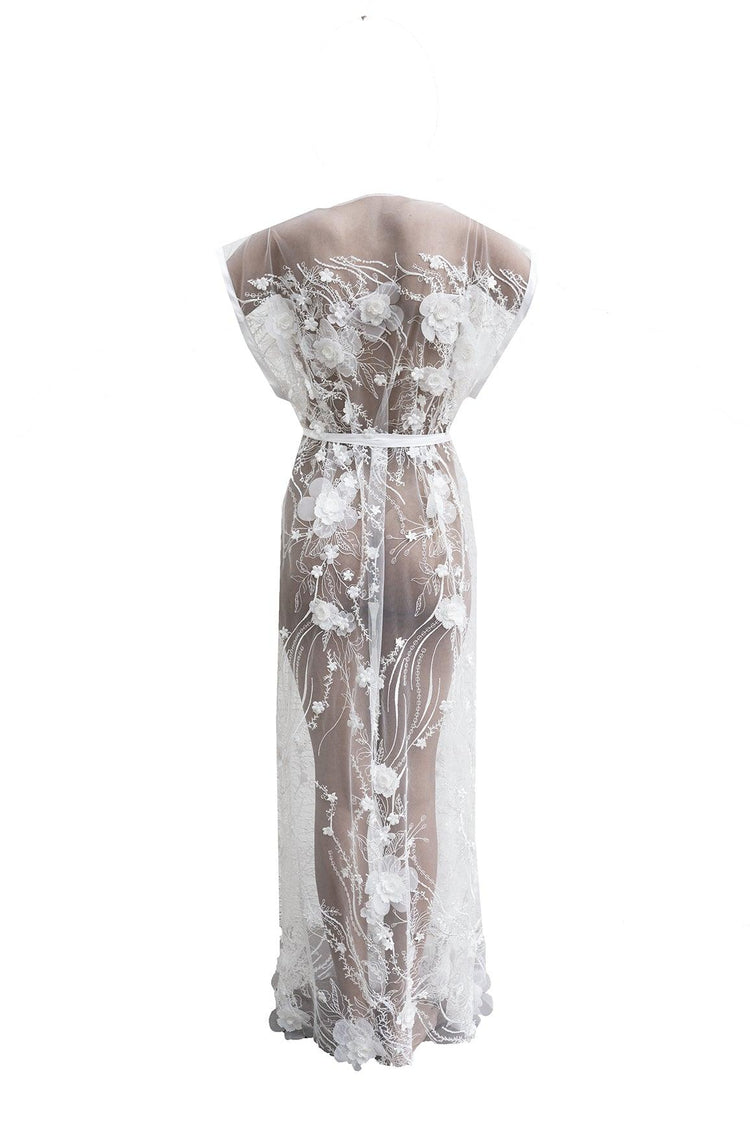 Amber 3D embroidered Kimono Robe - Carol Coelho Intimates