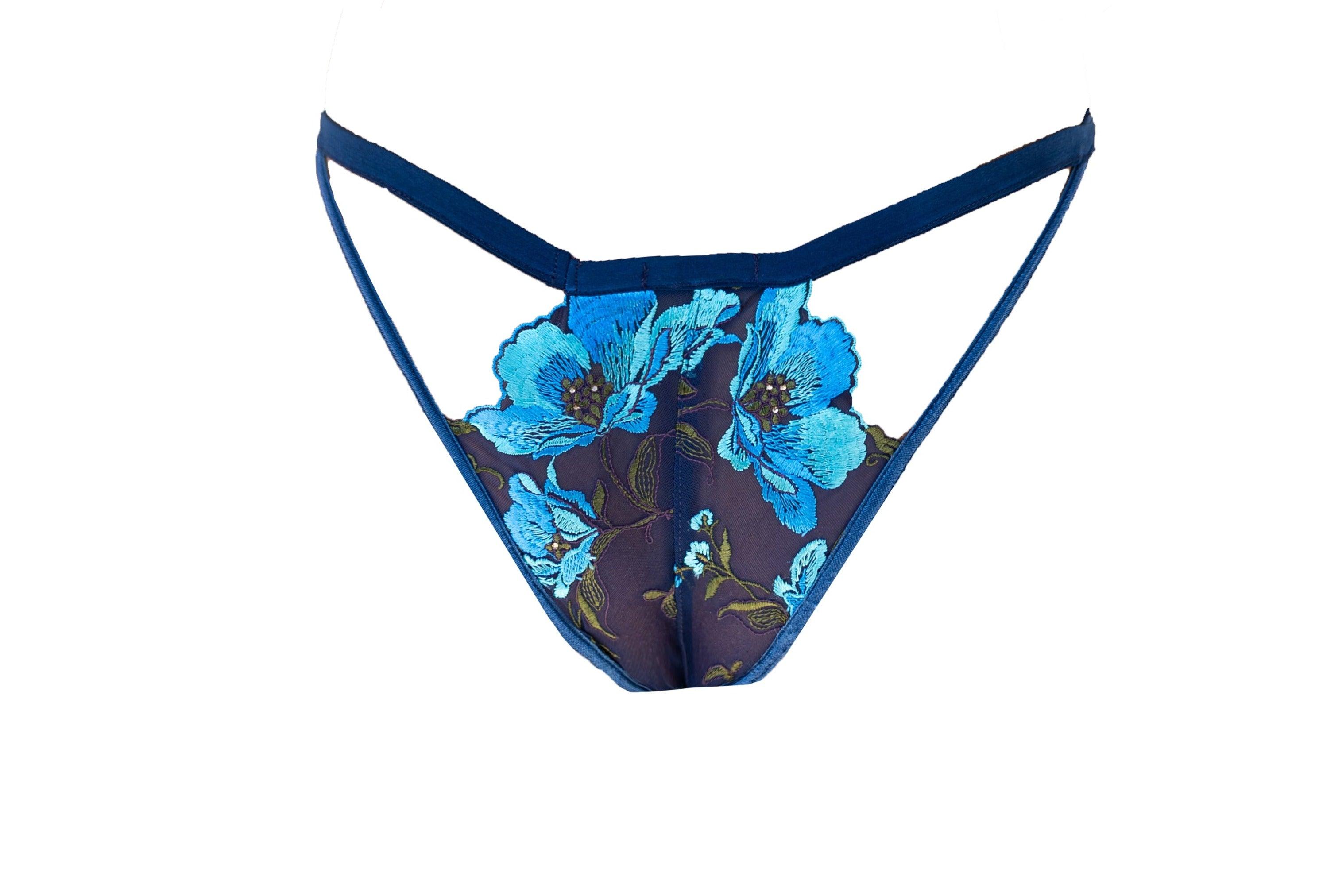 Atlantis Sun Anemone Embroidered Tulle Tanga - Carol Coelho Intimates