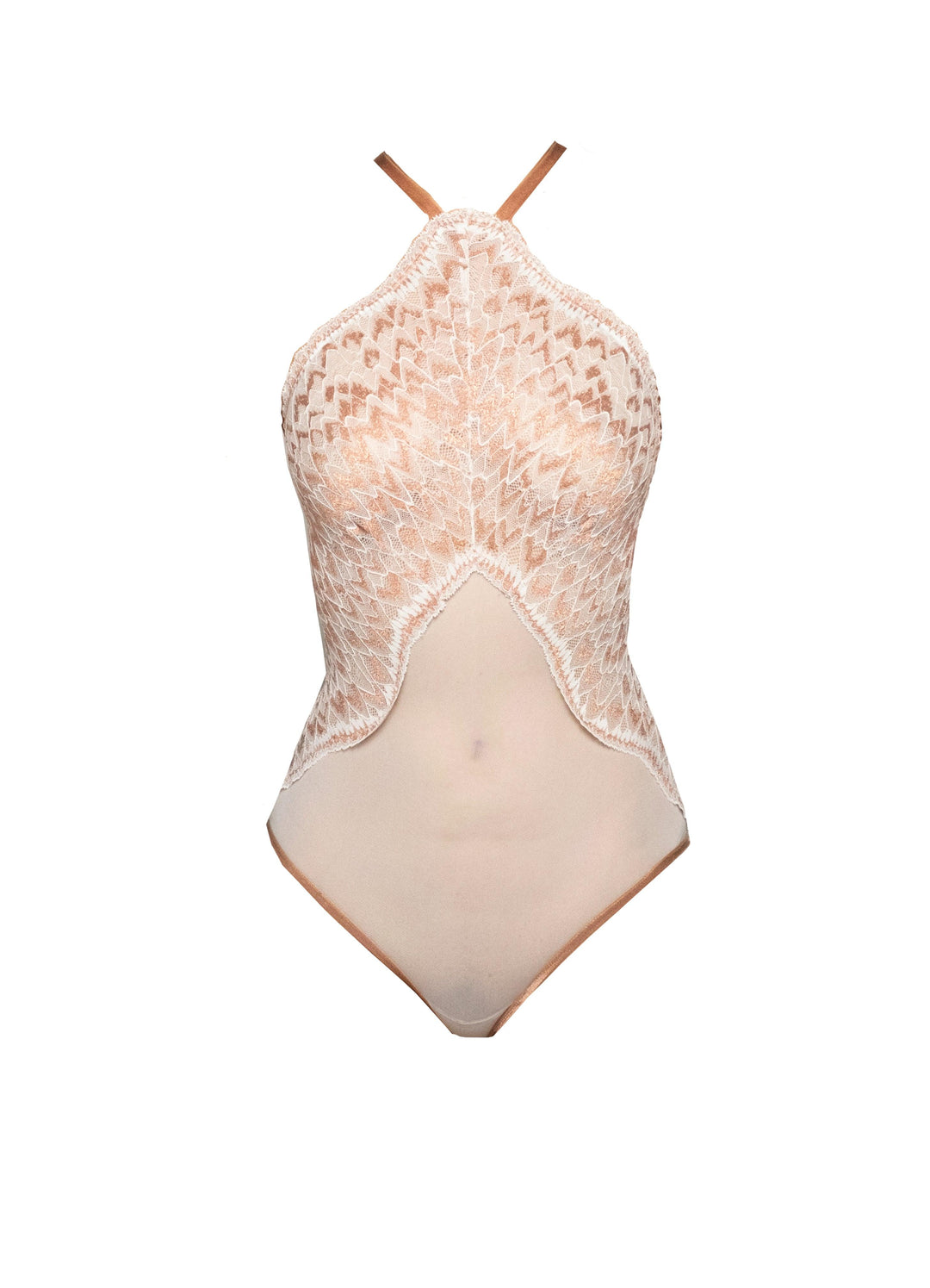 Cardin Copper Metallic Halter Bodysuit - Carol Coelho Intimates