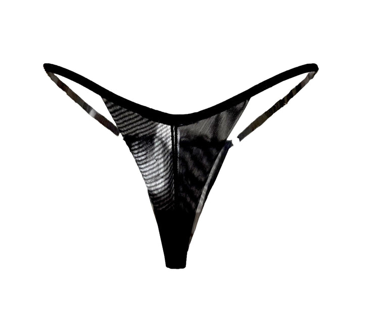 Kyoto Bicolor Lace and Tulle Strappy Thong - Carol Coelho Intimates