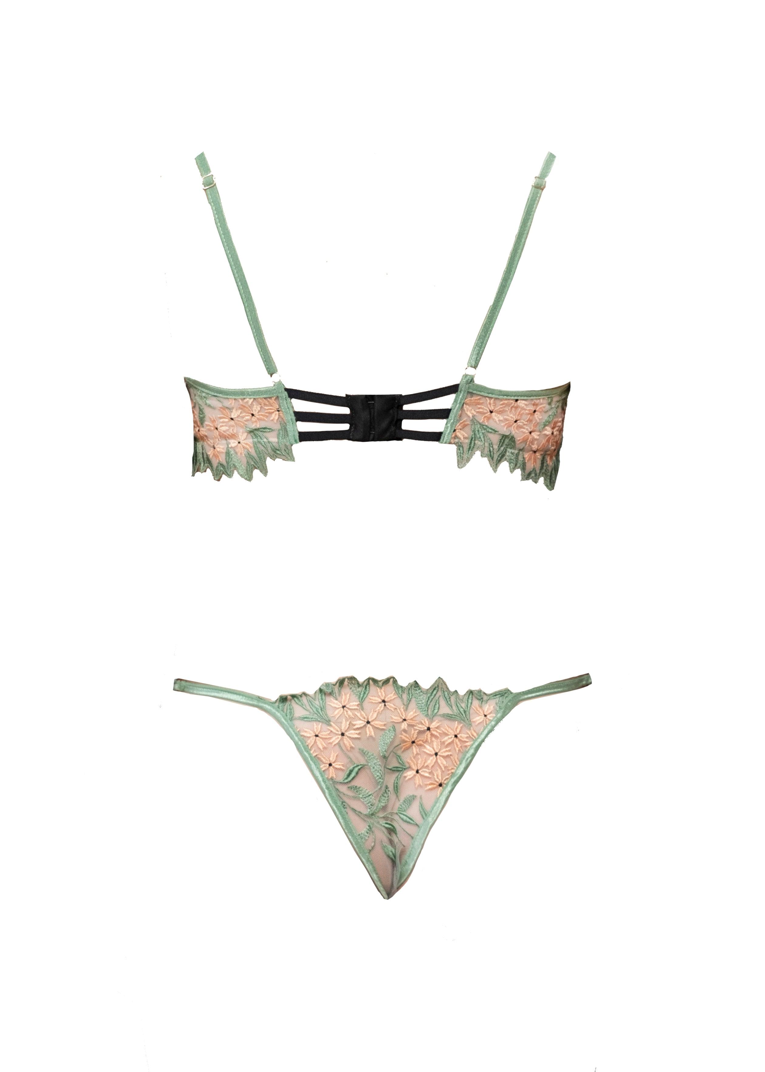 Limited Edition Grace Embroidered Tulle Brazilian Tanga - Carol Coelho Intimates