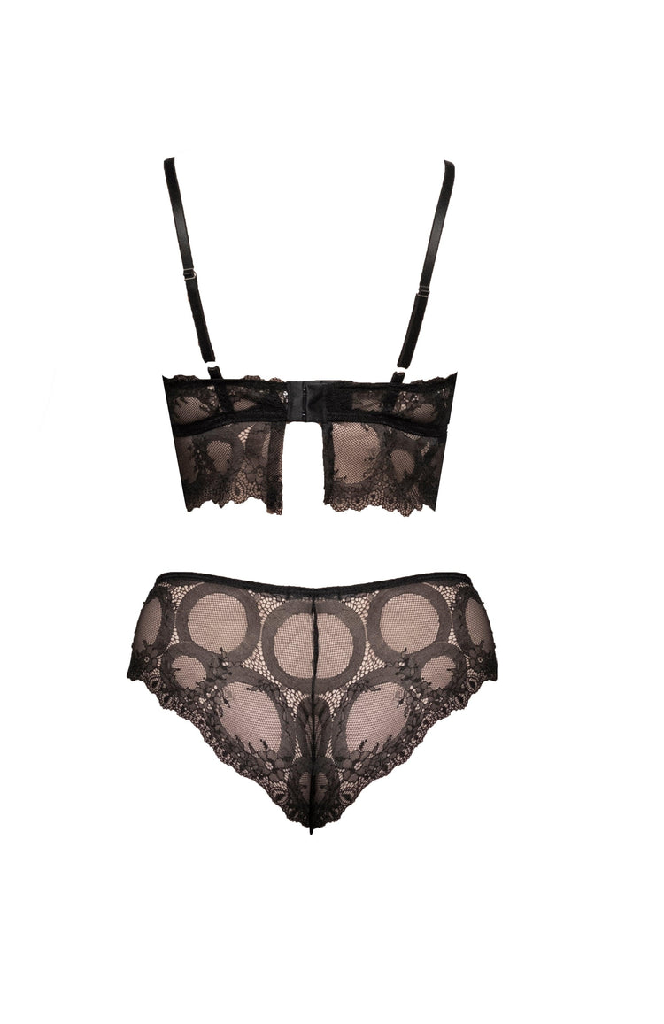 Mind Games Lace and Check Tulle Mi-Long Bralette - Carol Coelho Intimates