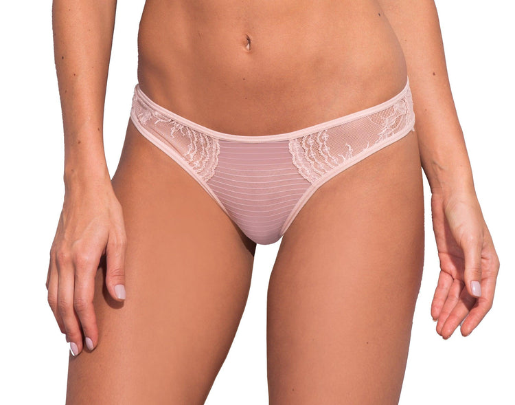 Petunia Lace and Stripe Tulle Tanga - Carol Coelho Intimates