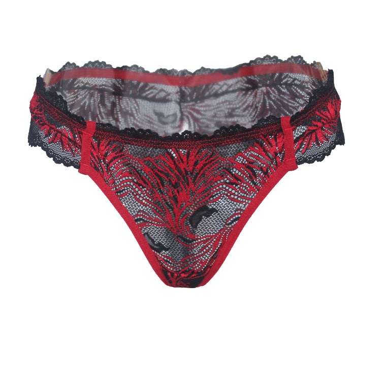 Pomegranate Love Lace Brazilian Tanga - Carol Coelho Intimates