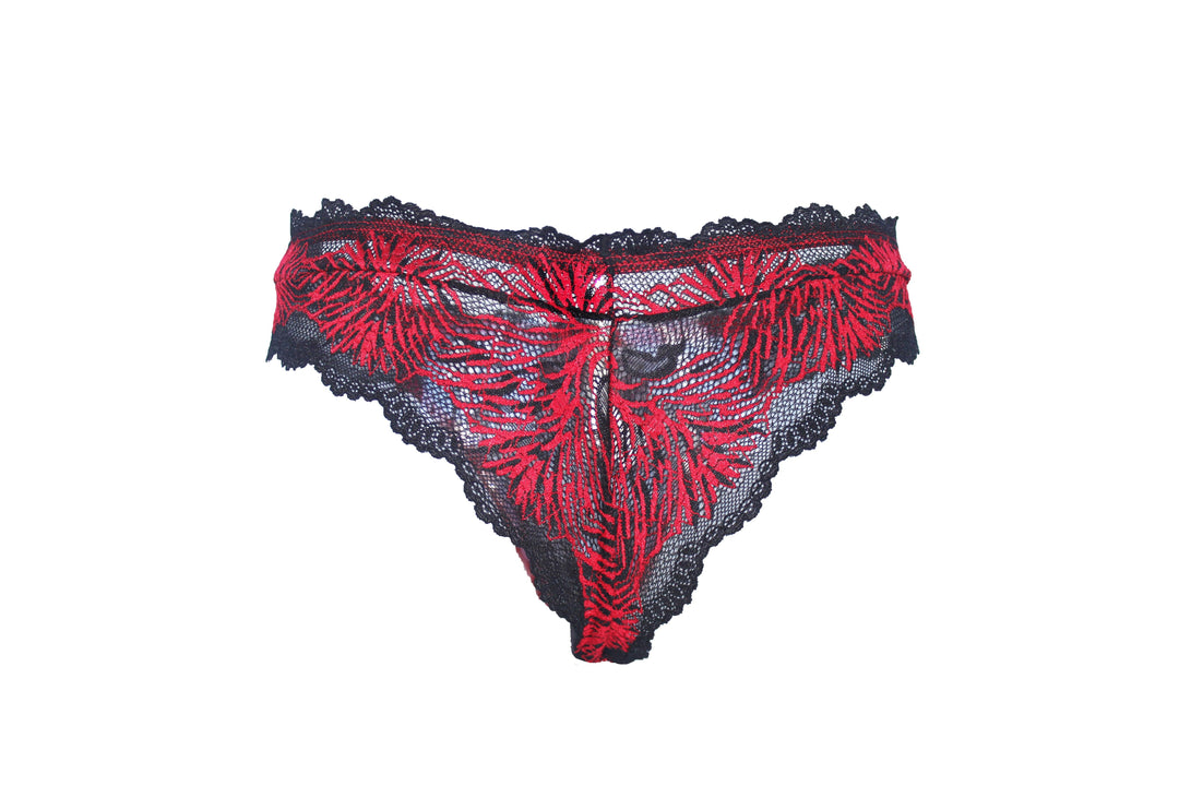 Pomegranate Love Lace Brazilian Tanga - Carol Coelho Intimates