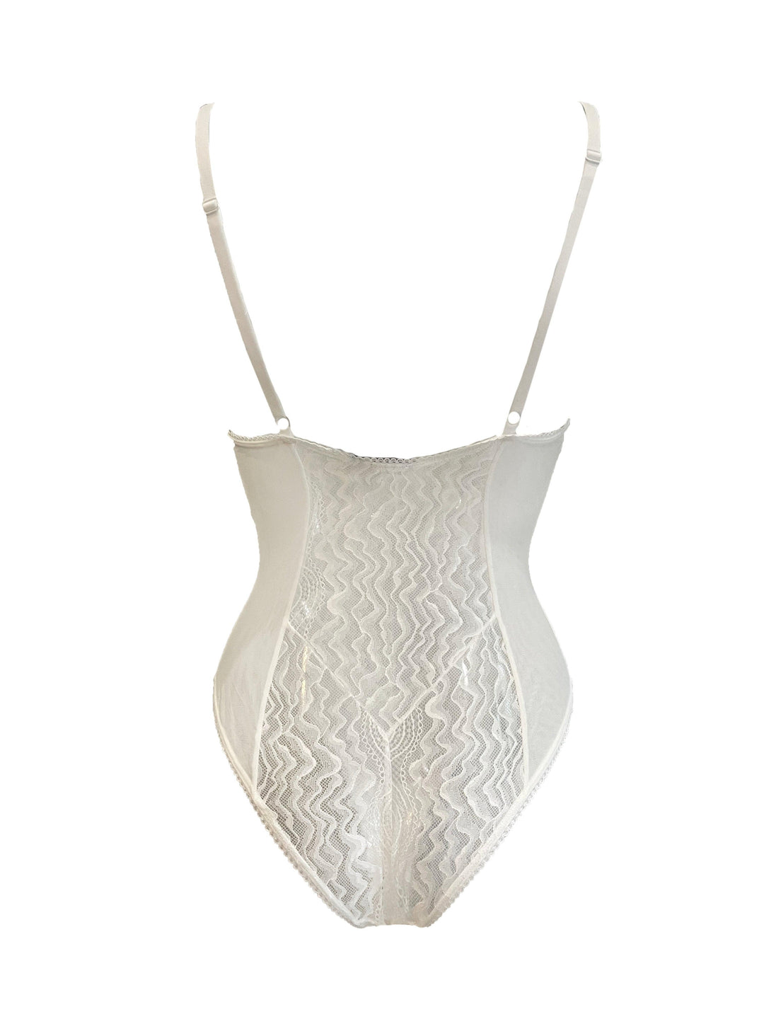 Spider's Web Tulle and Lace Contour V-Neck Bodysuit - Carol Coelho Intimates