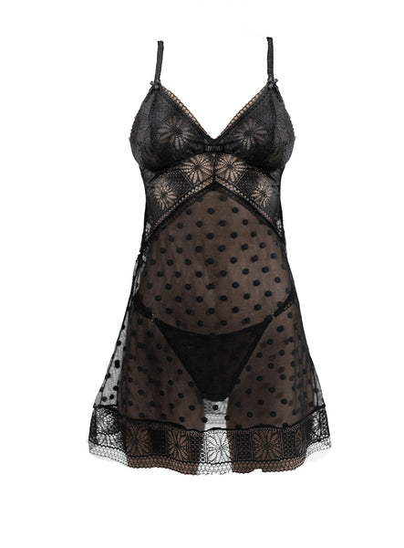 Butterfly Polka Dot Tulle Nightie and Matching Thong