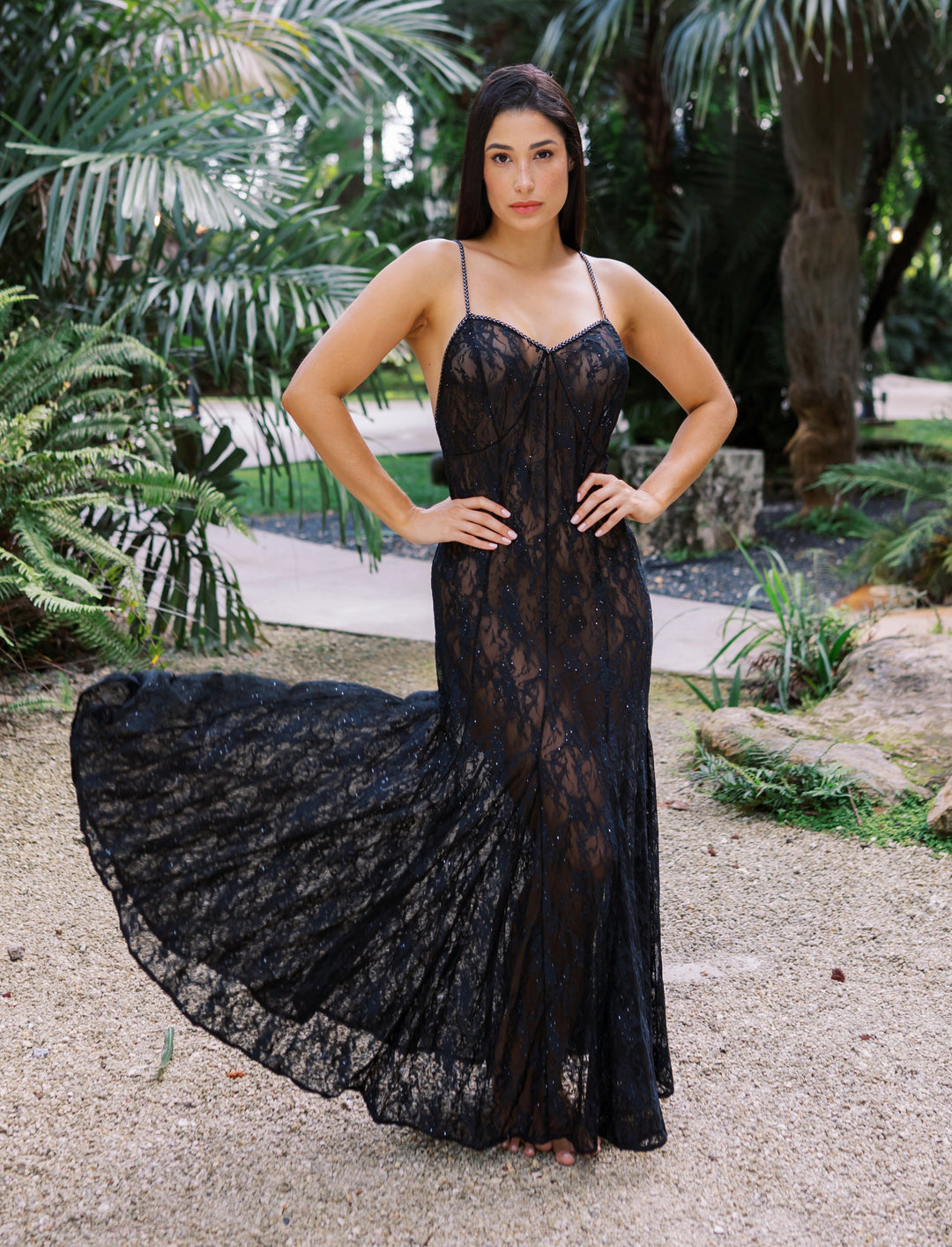 Machu Picchu Mini Sequin Lace Long Gown