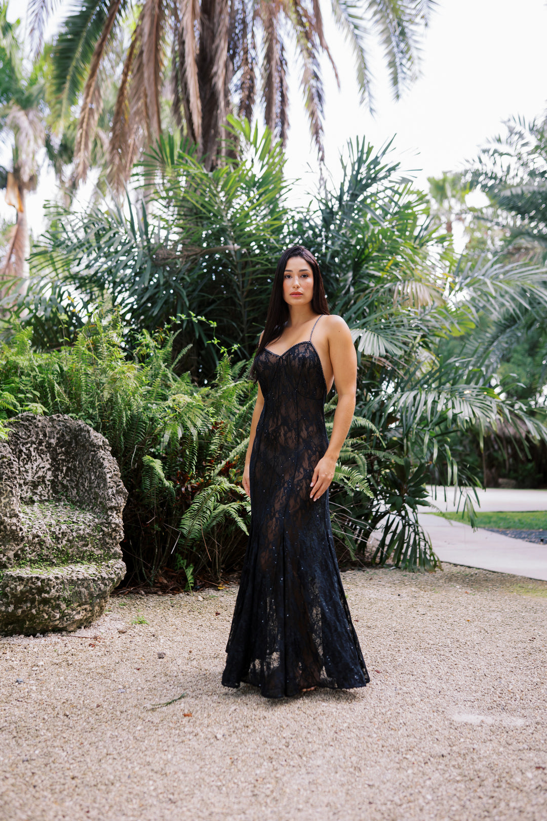 Machu Picchu Mini Sequin Lace Long Gown