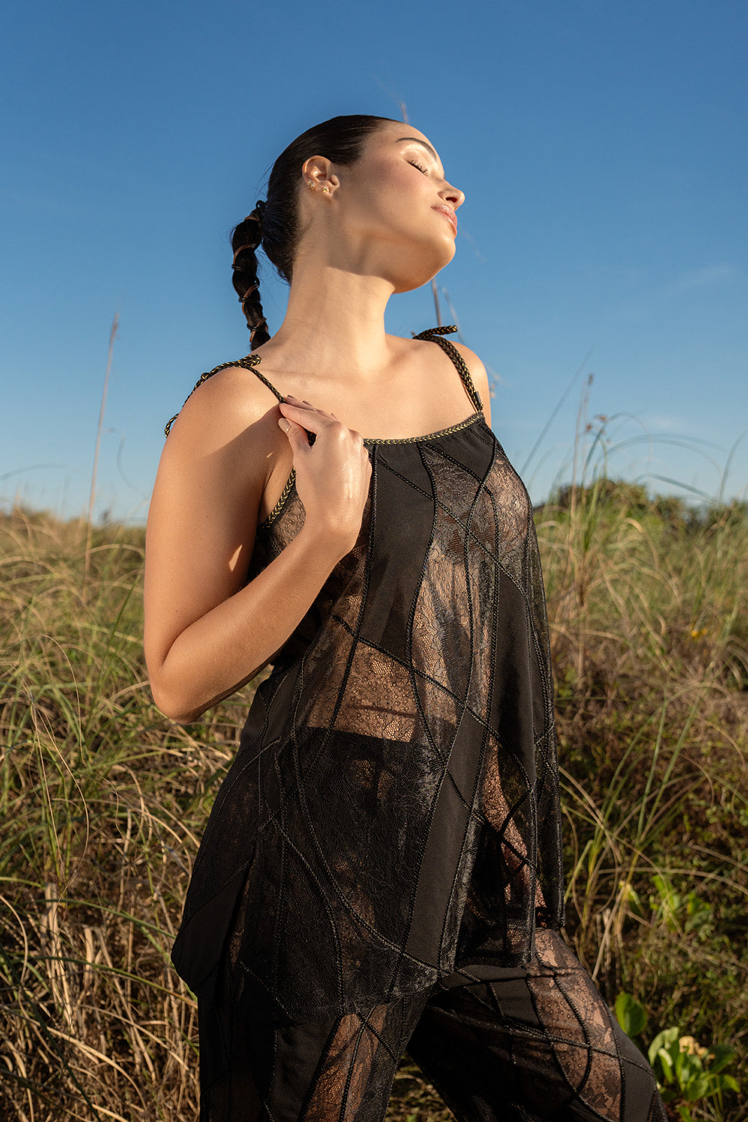 Lithos Black Embroidered Tunic