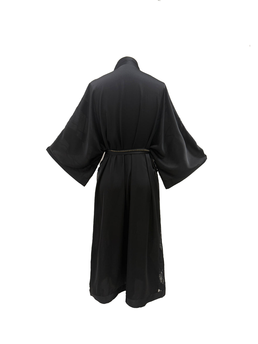 Lithos Black Embroidered Long Kimono