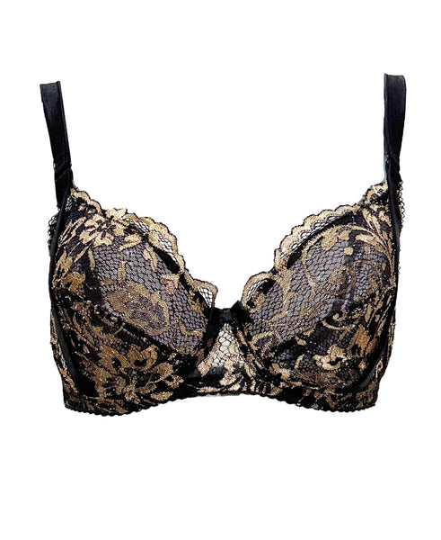 Royalty Gold Metallic Lace Full Cup Bra