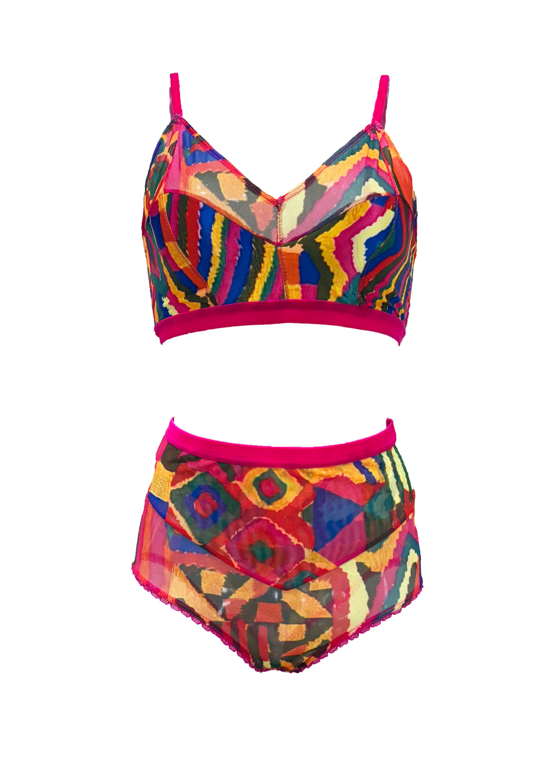Cuzco Print Mesh and Satin Bralette