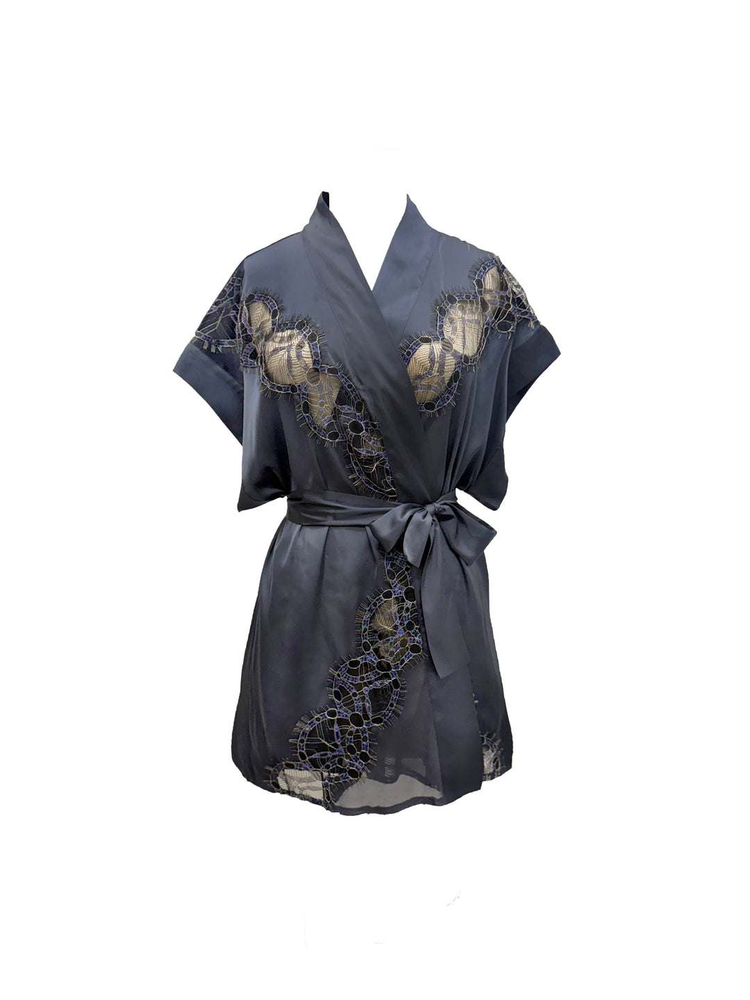 Salkantay Satin and Iridescent Lace Short Kimono