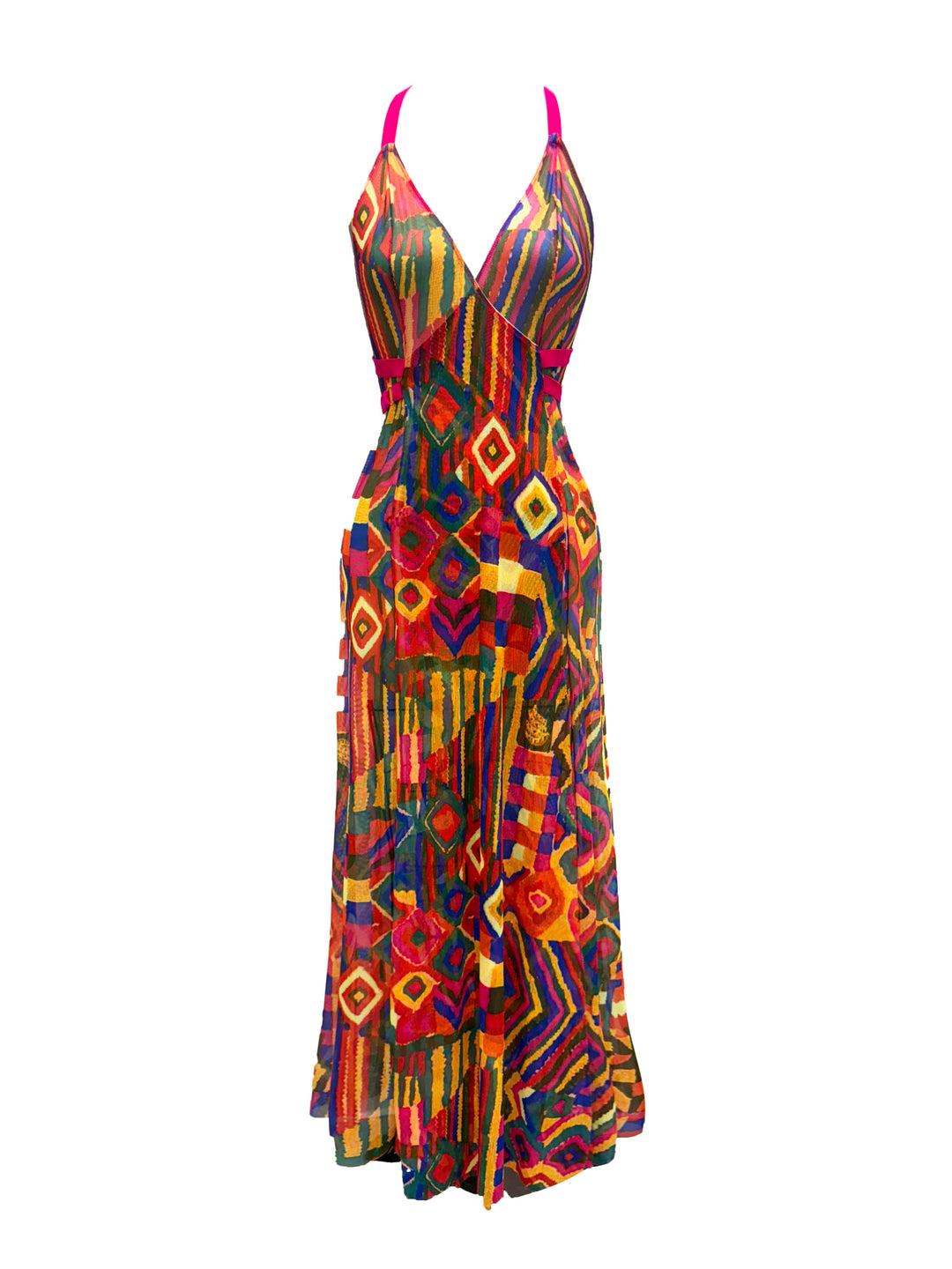 Cuzco Printed Mesh Long Gown