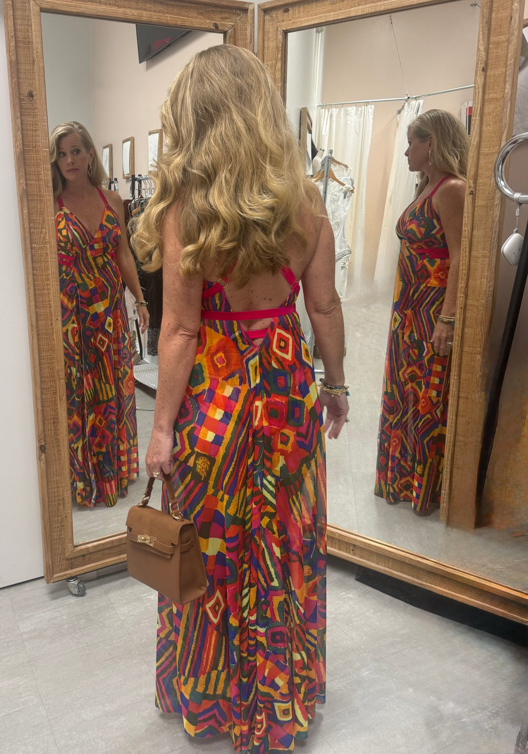 Cuzco Printed Mesh Long Gown