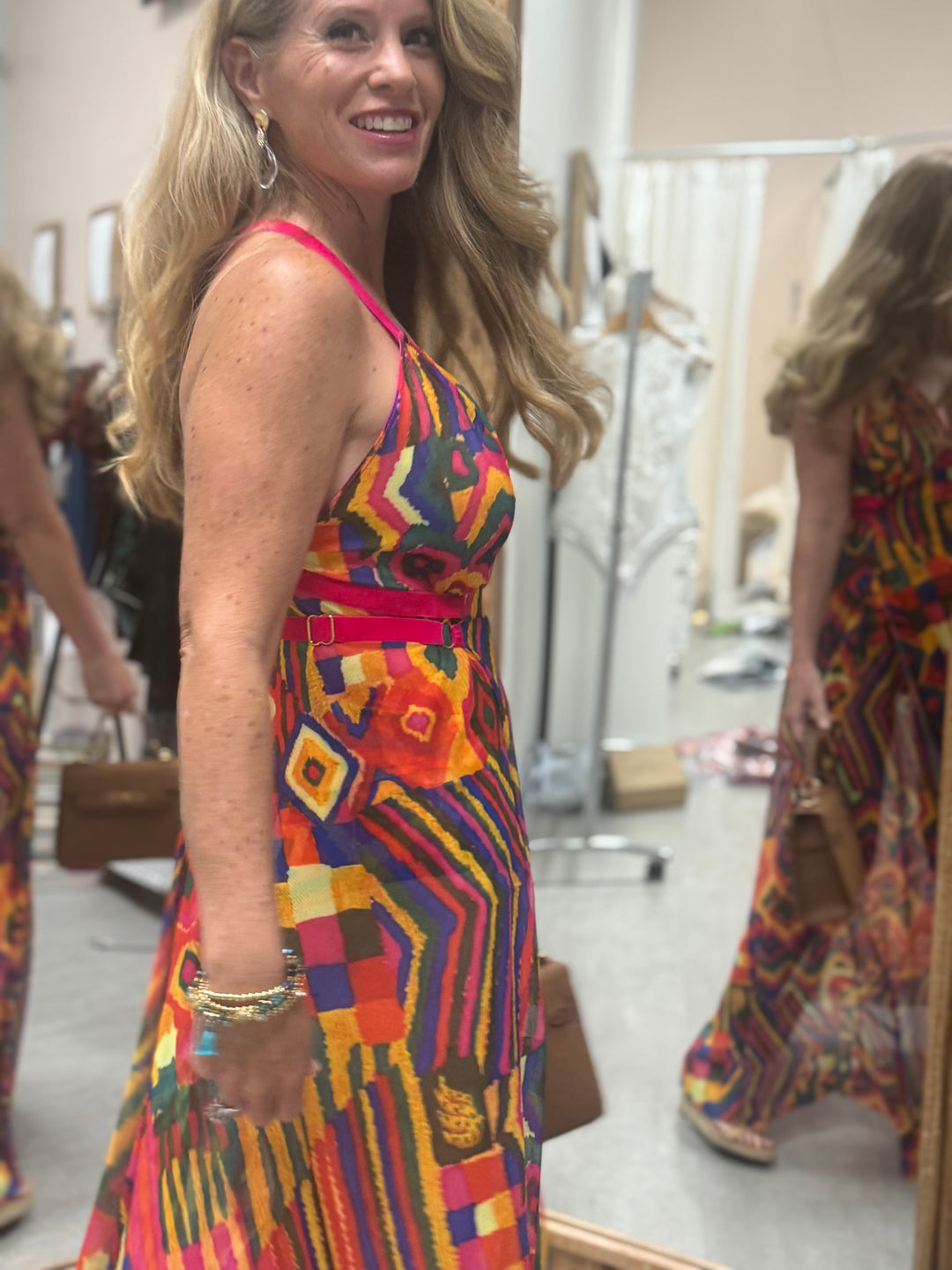 Cuzco Printed Mesh Long Gown