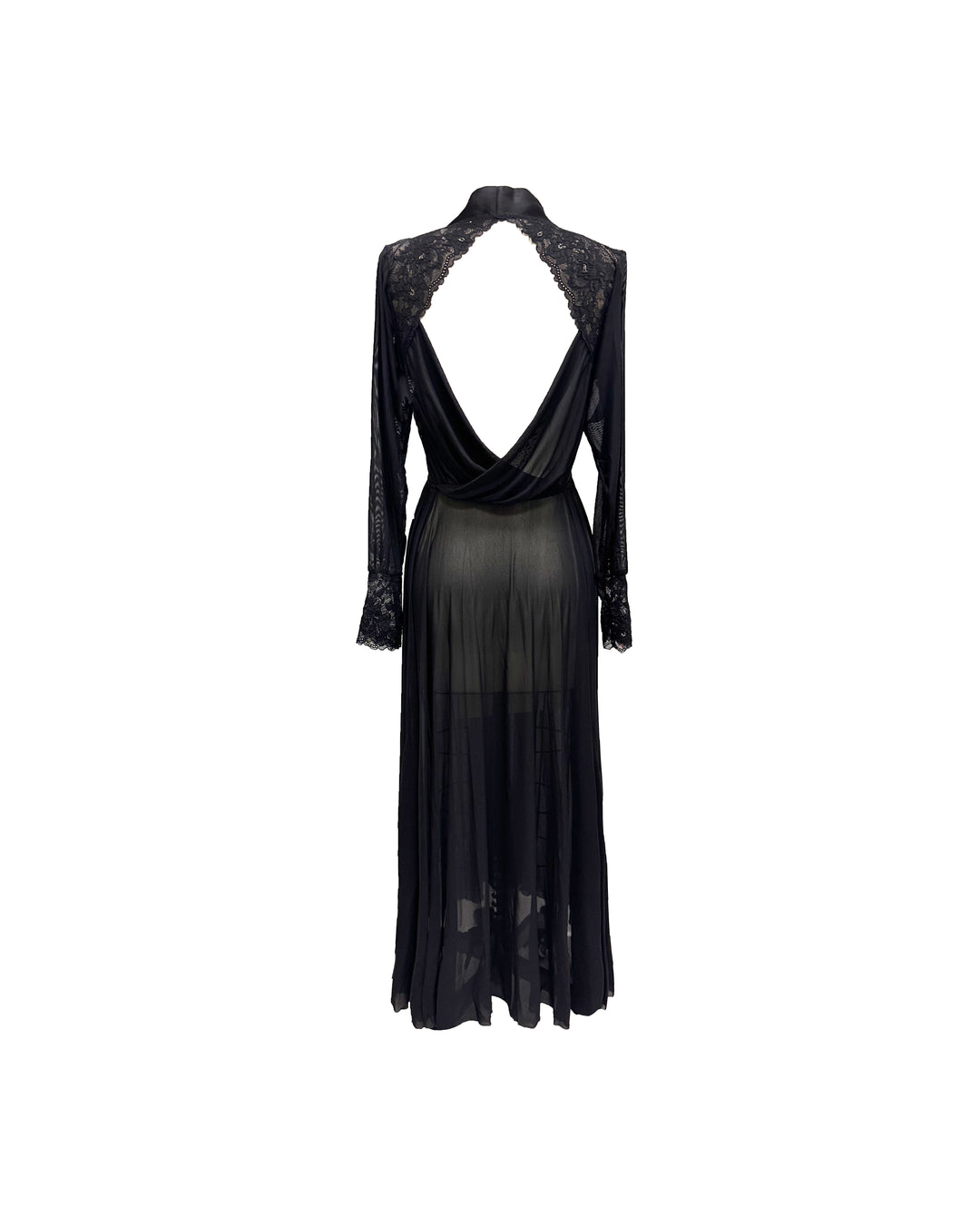 Terminator Lace, Mesh and Satin Long Draped Back Robe