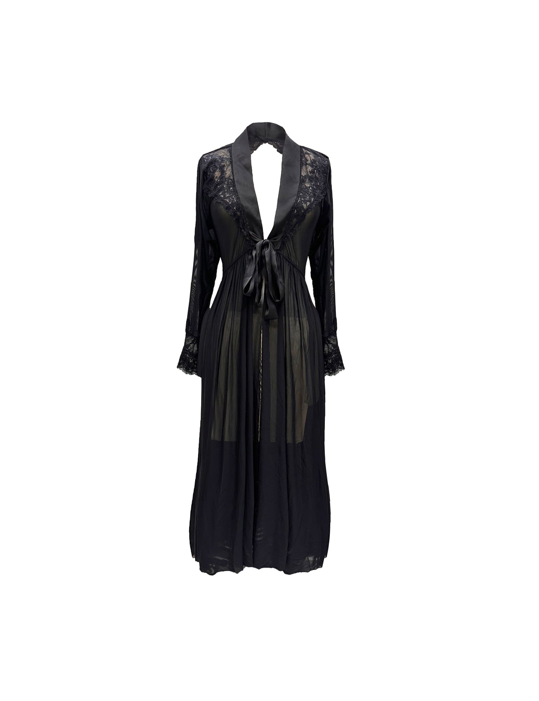 Terminator Lace, Mesh and Satin Long Draped Back Robe