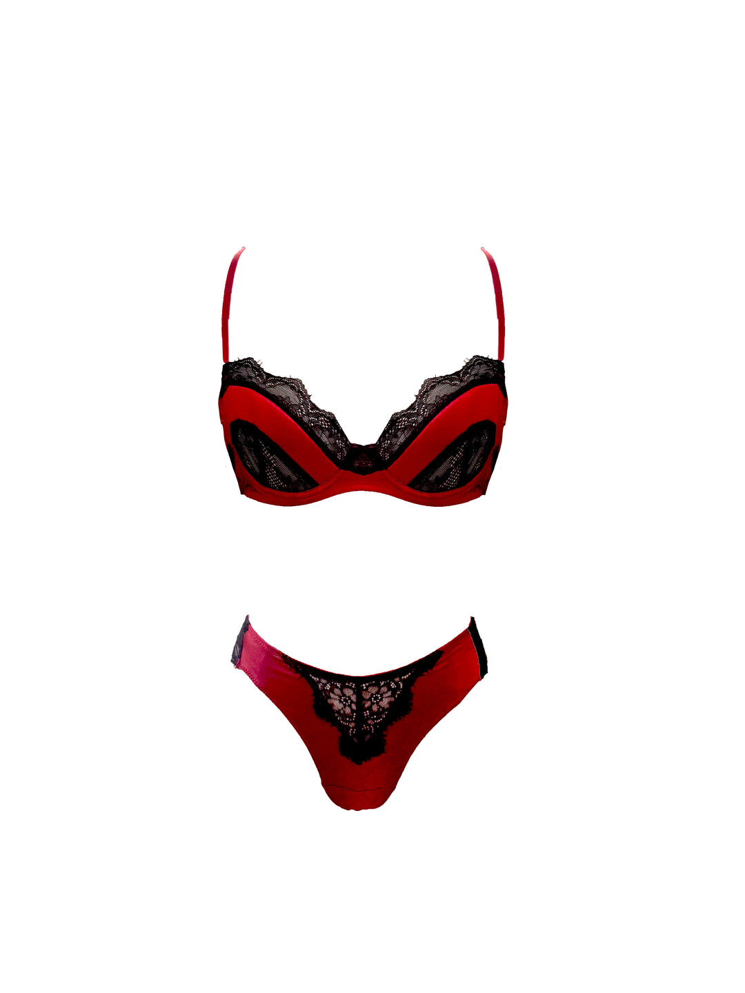 Love Me Tender Black and Red Bra