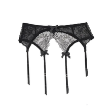 Load image into Gallery viewer, Kyoto Black Chantilly Lace Garter Belt
