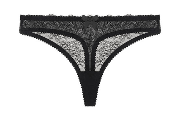 Kyoto Black Chantilly Lace Thong - Carol Coelho Intimates