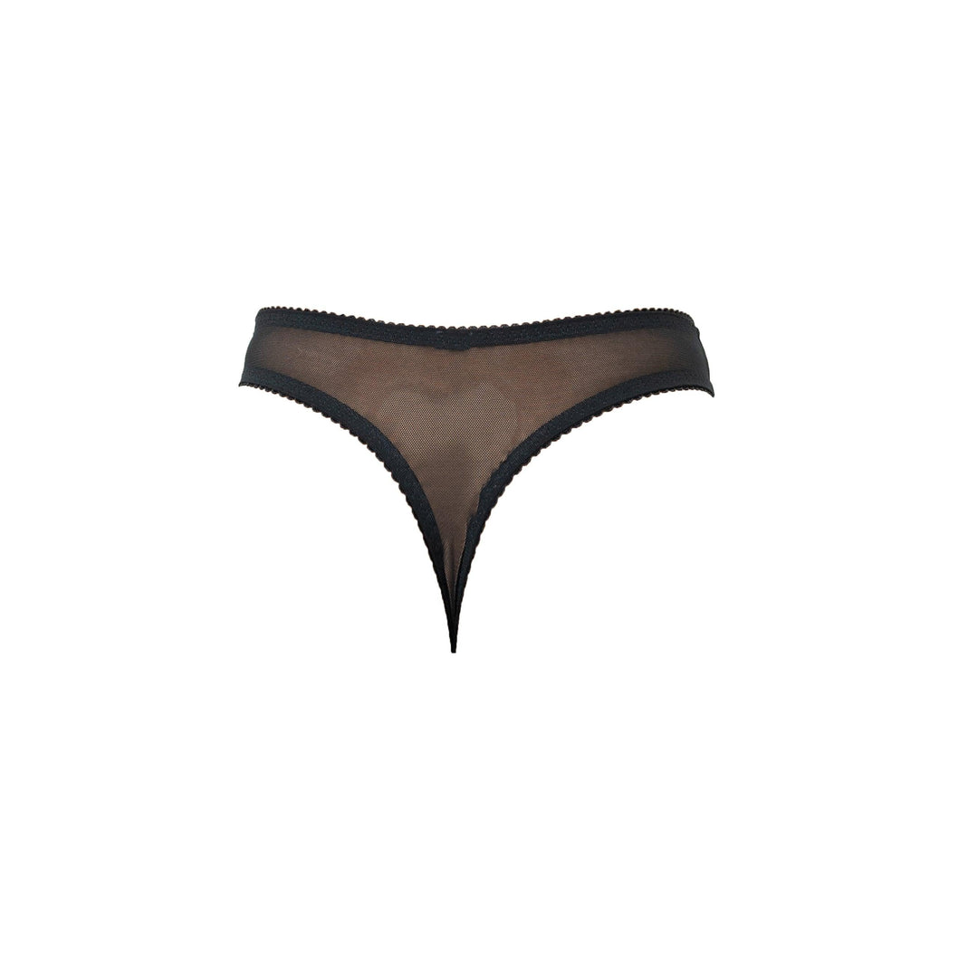 Kyoto Black Chantilly Lace Thong - Carol Coelho Intimates