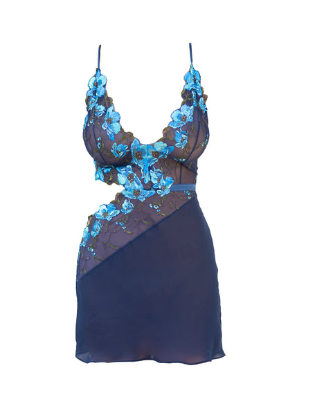 Atlantis Sea Anemone Embroidered Tulle and Georgette Nightie
