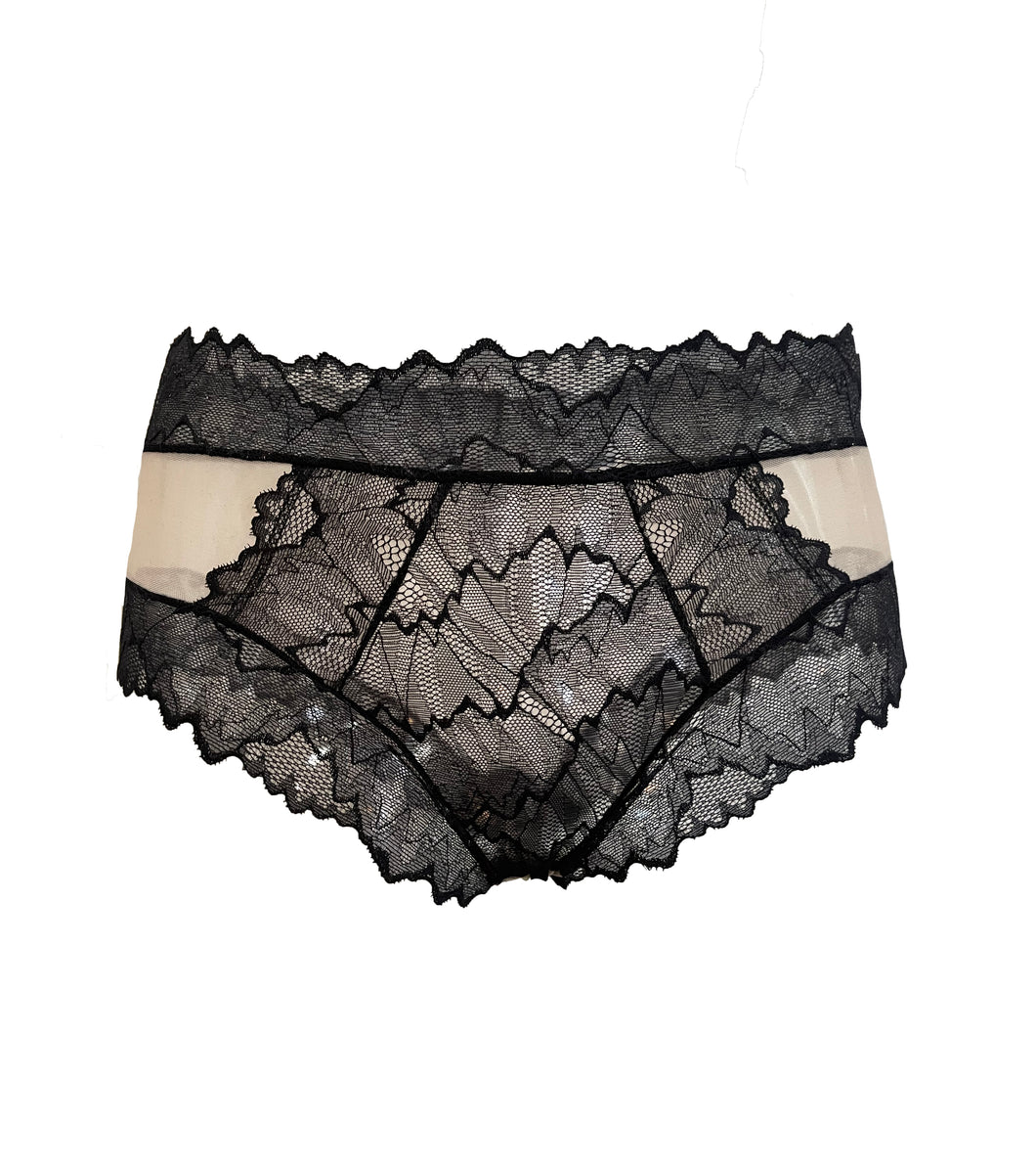 Georgia Elastic-Free Sparkle Lace and Sheer Tulle Brief