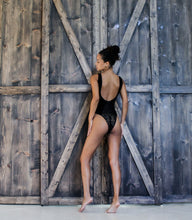 Load image into Gallery viewer, Pomegranate Love Black Velvet and Lace Bodysuit
